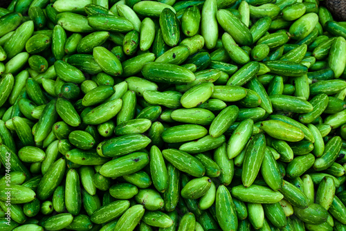 background pattern of vibrant green cucumbers from street market organic fresh vegetables healthy diet © DezNook
