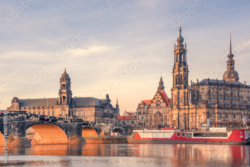 The historic old town of Dresden on the left bank of the Elbe.