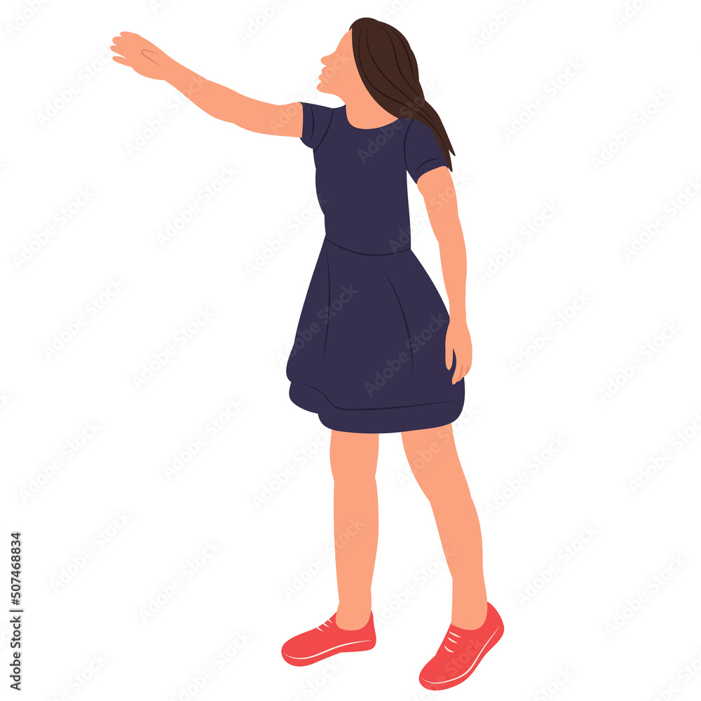 woman saying goodbye in flat design isolated, vector woman saying goodbye in flat design isolated, vector