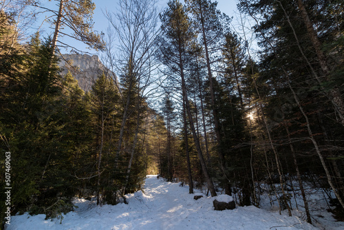 snowy trail in ordesa national park