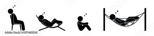 icon man sleeping, stick figure silhouettes of resting people