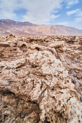 Death Valley eroded salt formations in detail at Devils Golf Course photo