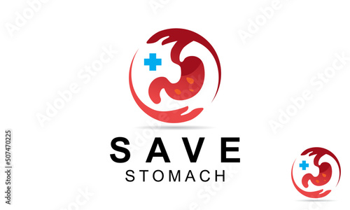 Save Stomach Logo Design Template. Stomach Logo vector illustration design - creative Gastroenterology Healthy Logo element icon, Stomach healthcare icon vector template.