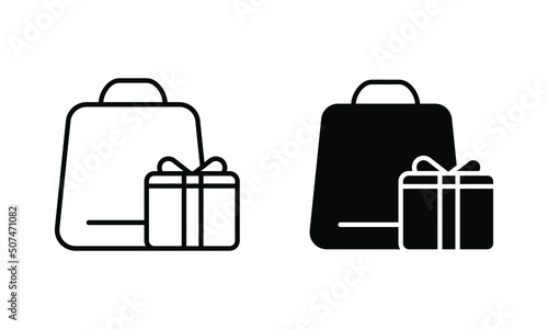 gift box with shopping bag icon vector
