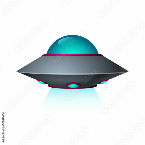 Flying saucer emoji ufo, isolated background, vector illustration