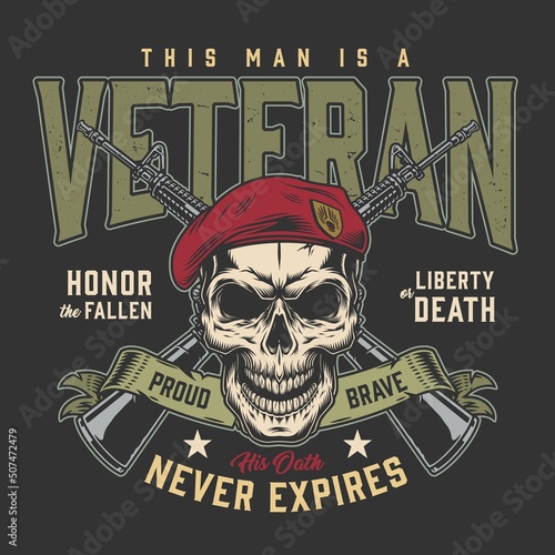 Soldier skull poster vintage colorful