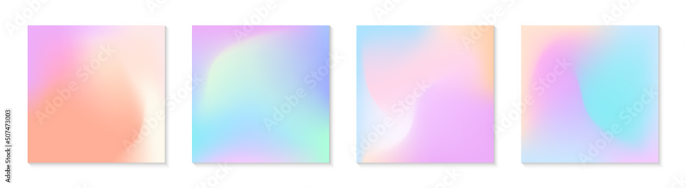 Vector set of mesh gradient backgrounds in soft pastel colors.Copy space for text.Abstract fluid illustrations in y2k aesthetic.Modern templates for banners,branding design,social media,covers. Vector set of mesh gradient backgrounds in soft pastel colors.Copy space for text.Abstract fluid illustrations in y2k aesthetic.Modern templates for banners,branding design,social media,covers.