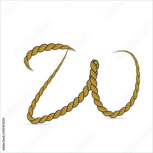W Letter Logo concept Illustration of hand-drawn capital letters alphabet in rope style on white background