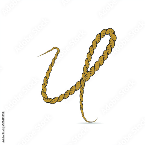 U Letter Logo concept Illustration of hand-drawn capital letters alphabet in rope style on white background