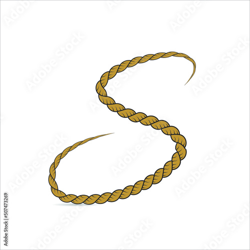S Letter Logo concept Illustration of hand-drawn capital letters alphabet in rope style on white background