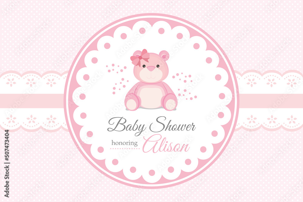 baby shower backdrop with pink bear