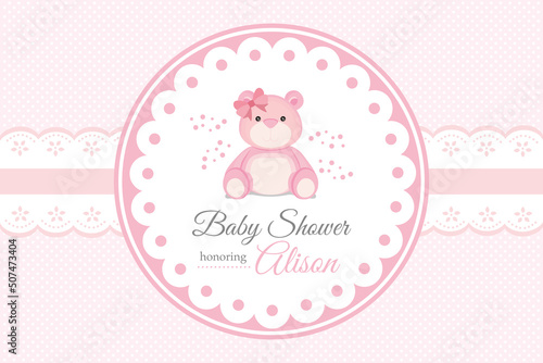 baby shower backdrop with pink bear