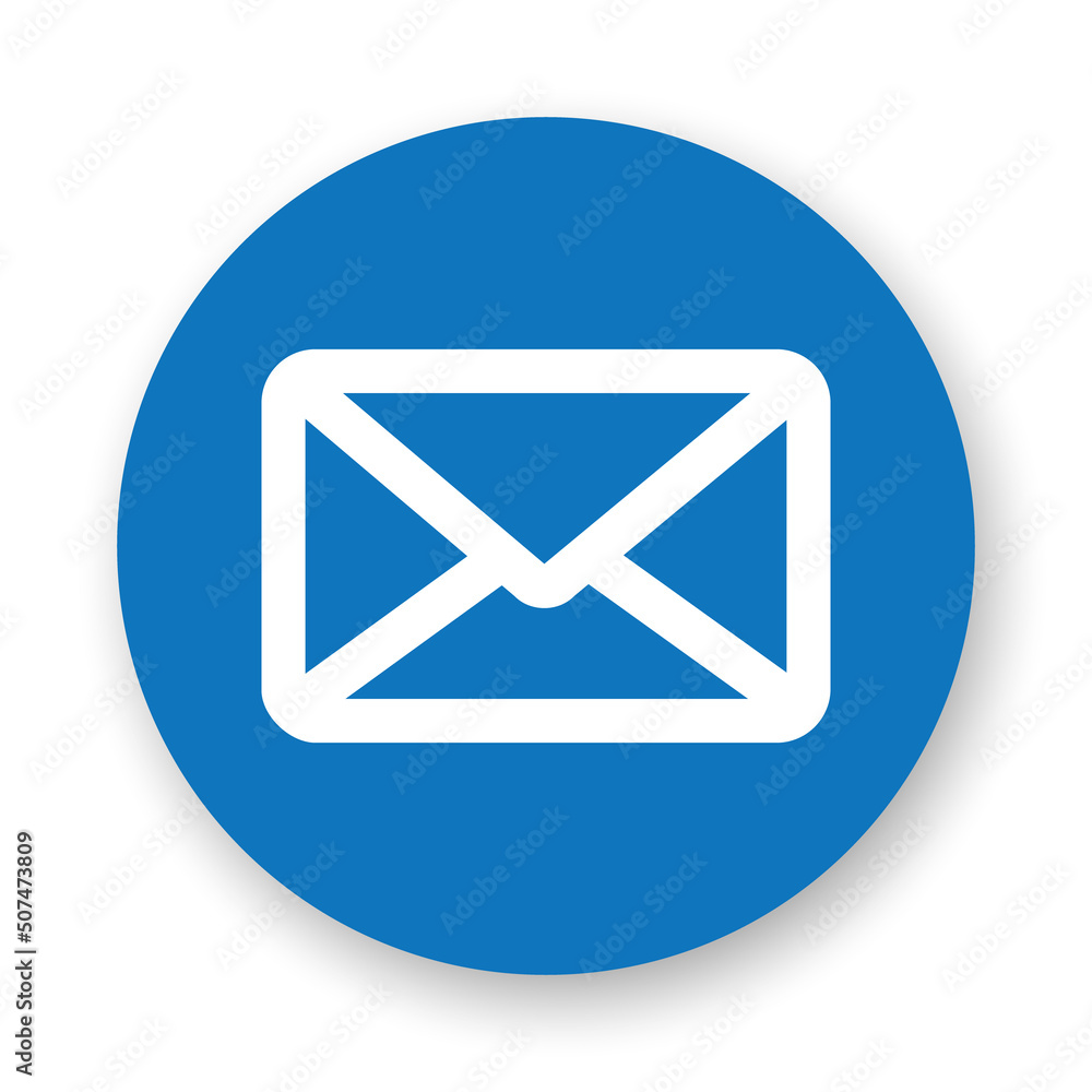 Envelope flat icon. White glyph on blue background. Best for print, business cards, mobile apps, social media and web design. Envelope flat icon. White glyph on blue background. Best for print, business cards, mobile apps, social media and web design.