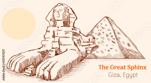 the great sphinx giza egypt hand drawing vector illustration 