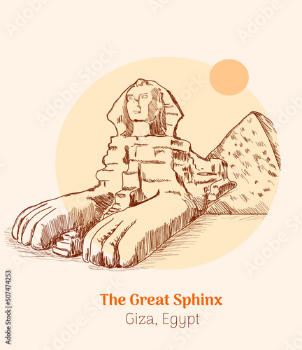 the great sphinx giza egypt hand drawing vector illustration 