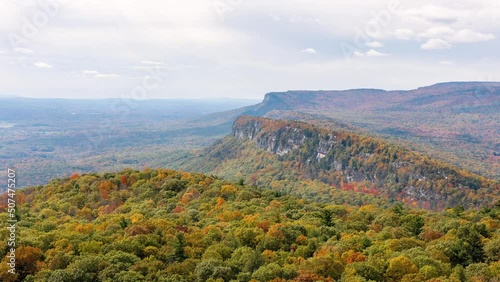 Time lapse of clouds casting shadows on a beautiful mountain ridge will fall foliage colors. Shawangunk Mountains, New York photo