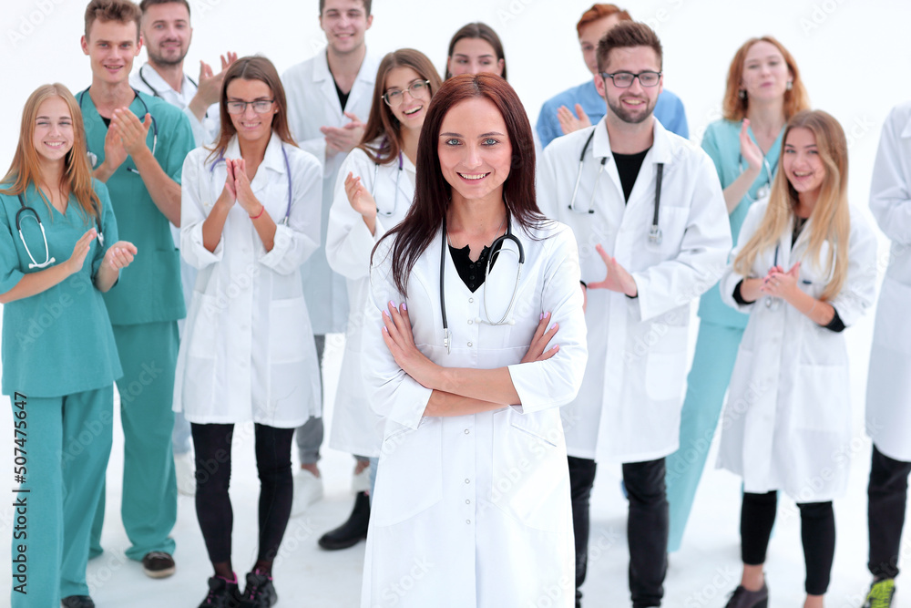 group of confident young doctors stand together group of confident young doctors stand together
