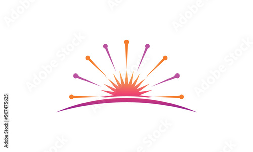 sun acupuncture. acupuncture health medical logo concept	