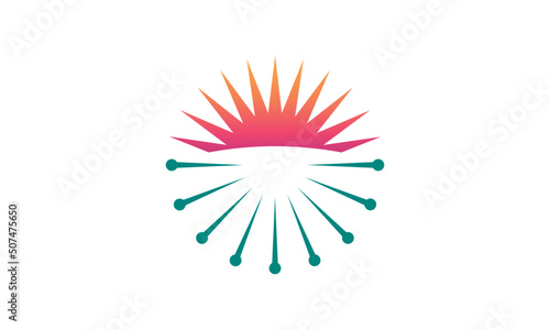 sun acupuncture. acupuncture health medical logo concept	