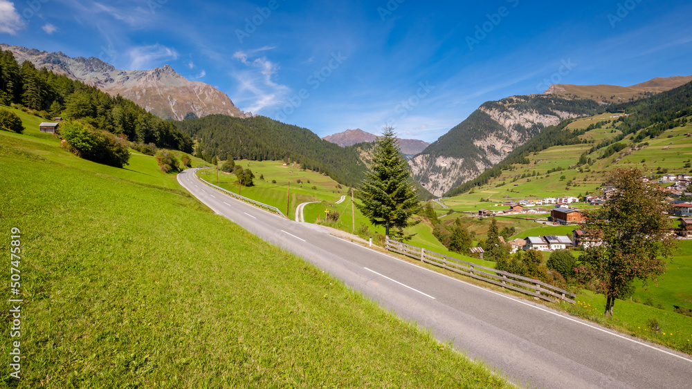 Nauders (Tyrol, Austria) is located at the end of the Finstermunzpass in a high valley of the Ötztal Alps. The Swiss and Italian borders are near. The district capital of Landeck is near.