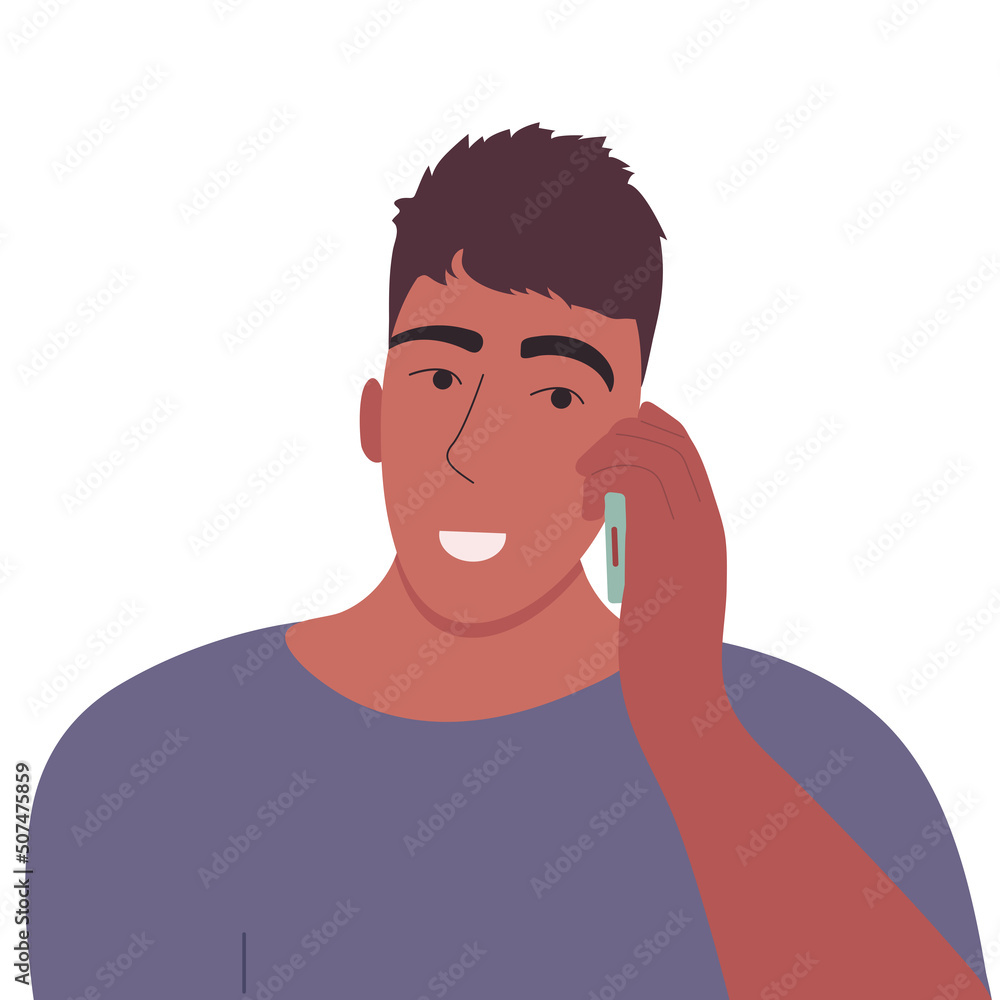 The guy is talking on the phone. Vector, white background.