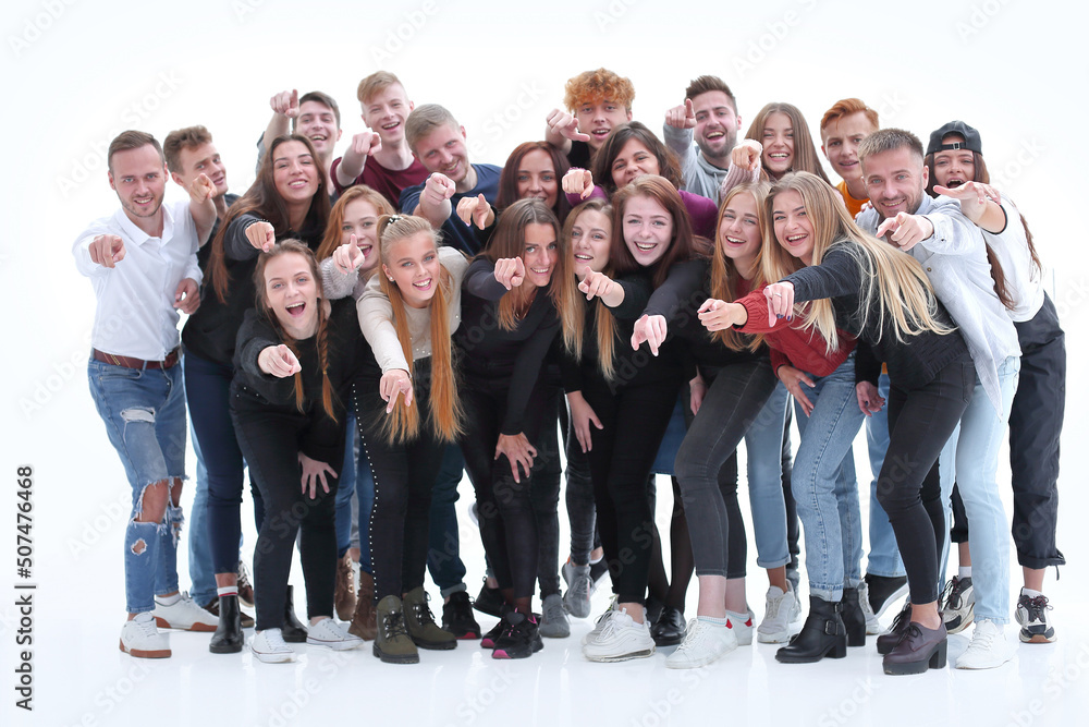 Obraz premium group of happy young people pointing at you