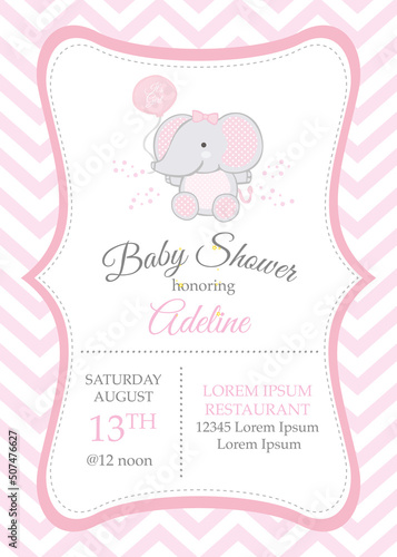 Baby shower card with cute elephant