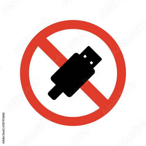The sign of No USB. Isolated Vector Illustration.
