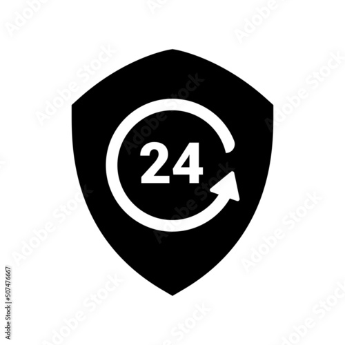 The sign of a shield with text 24. Isolated Vector Illustration.