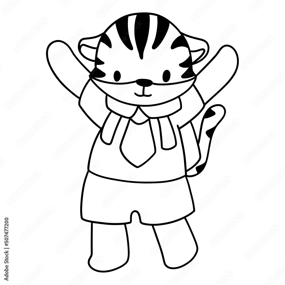 cartoon tiger hand drawn