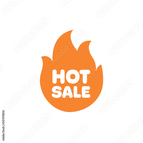 Hot Sale Promotional Icon. Seasonal Sale Sticker Design in Form of Flame.