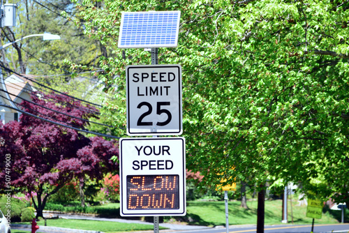Slow Down Traffic Car vehicle sign Drive Speeding Warning on the road