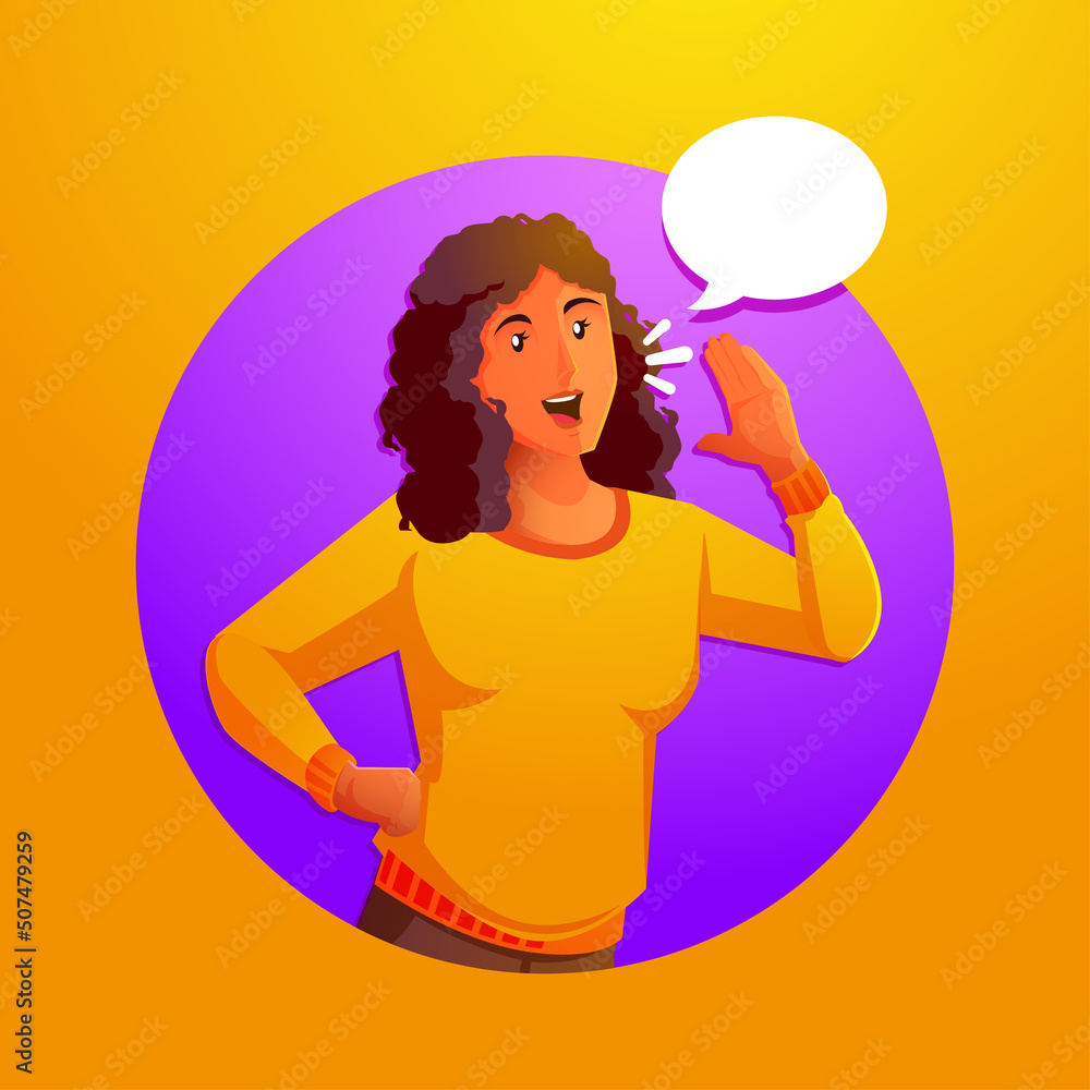 screaming girl talking with speech bubble screaming girl talking with speech bubble