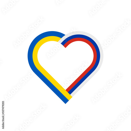 unity concept. heart ribbon icon of ukraine and russia flags. vector illustration isolated on white background