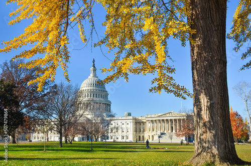 US Capitol in autumn foliage - Washington dc united states © Orhan Çam