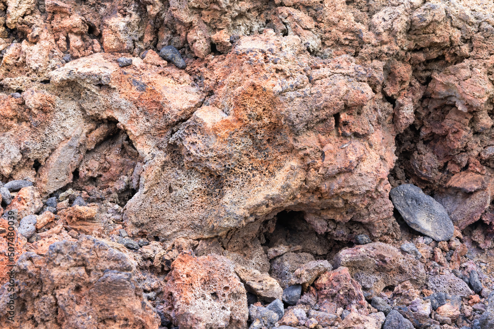 Colorful background volcanic rock near Teneguia. Volkan, La Palma ...