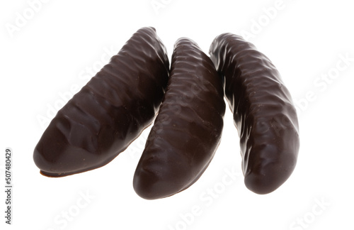 marmalade candies in chocolate isolated