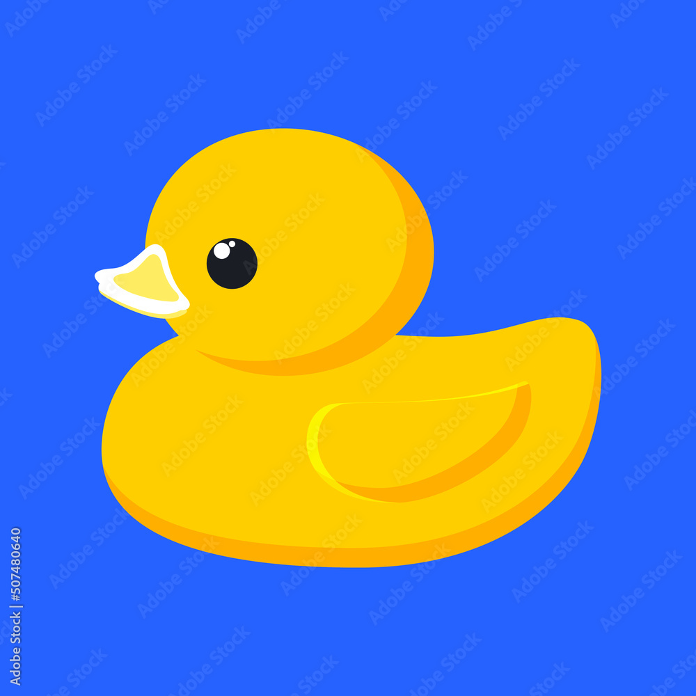 Holiday National Rubber Duck Day. Yellow cute duckling on a blue background. Water birds. Vector. Holiday National Rubber Duck Day. Yellow cute duckling on a blue background. Water birds. Vector.