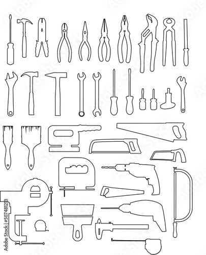 carpentry and locksmith tools logos, badges