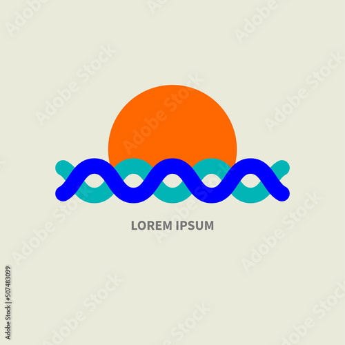 Sea and sun geometric logo