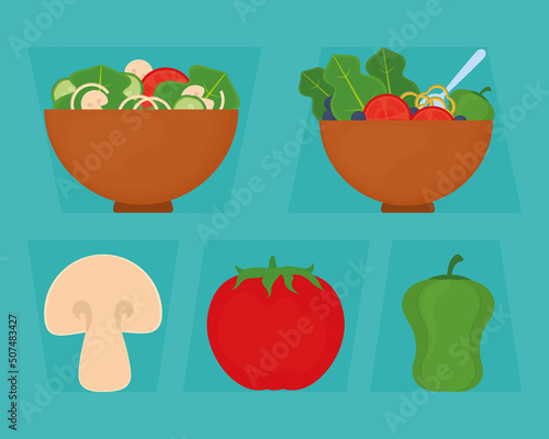 healthy food icon set