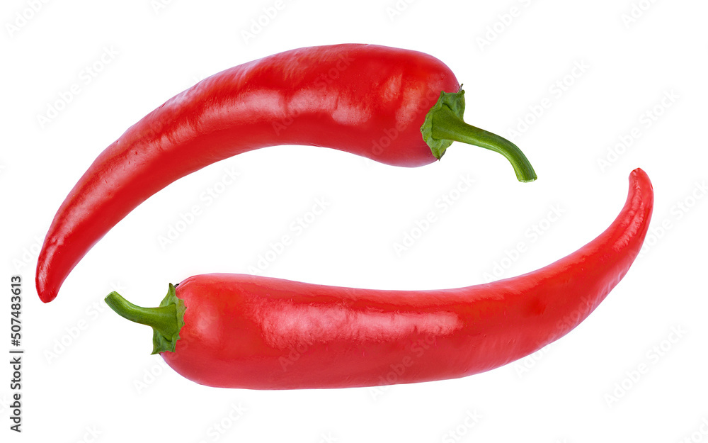  Ripe pepper chili isolated on white background
