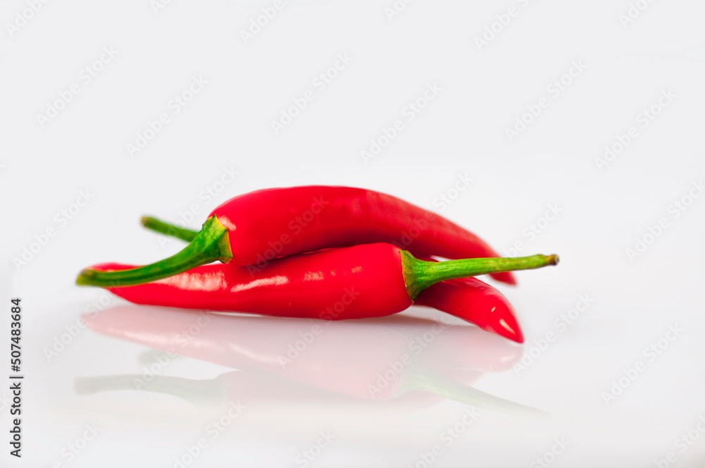 red, pepper, white, white background