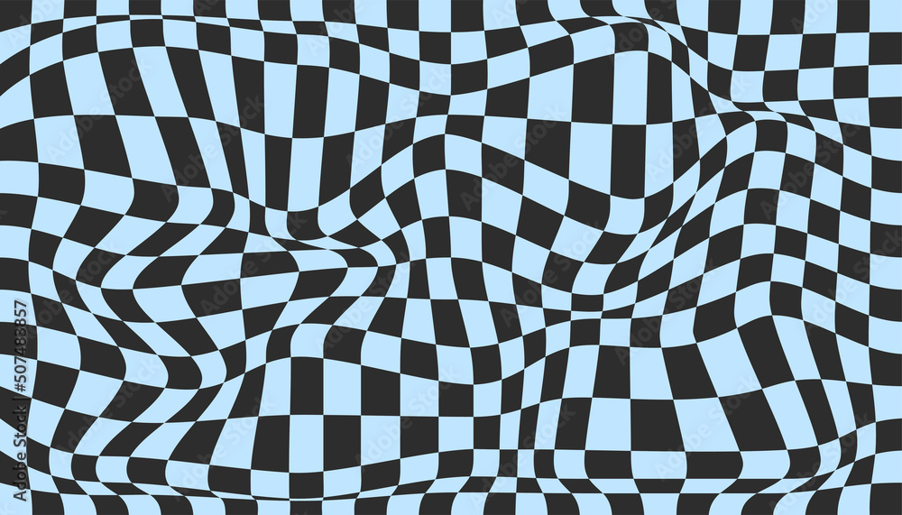 Checkered background with distorted squares Checkered background with distorted squares