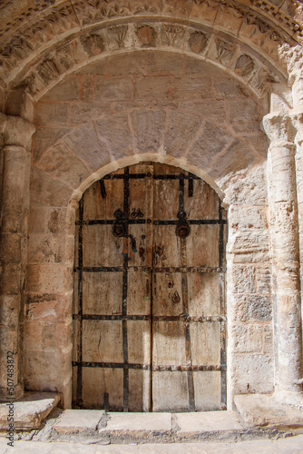 a wooden old historical door