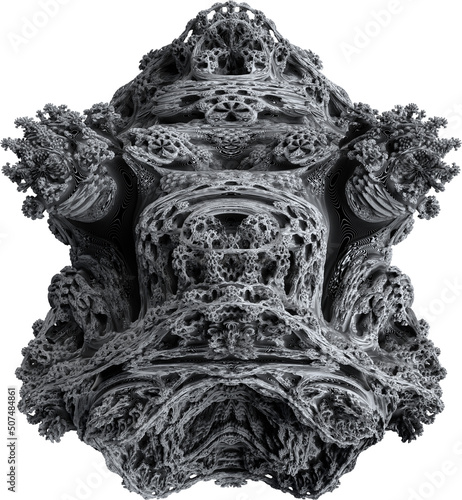 Abstract Organic Monochrome Isolated Surreal Symmetry Fractal Shape © RuleByArt