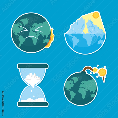 global warming icon set