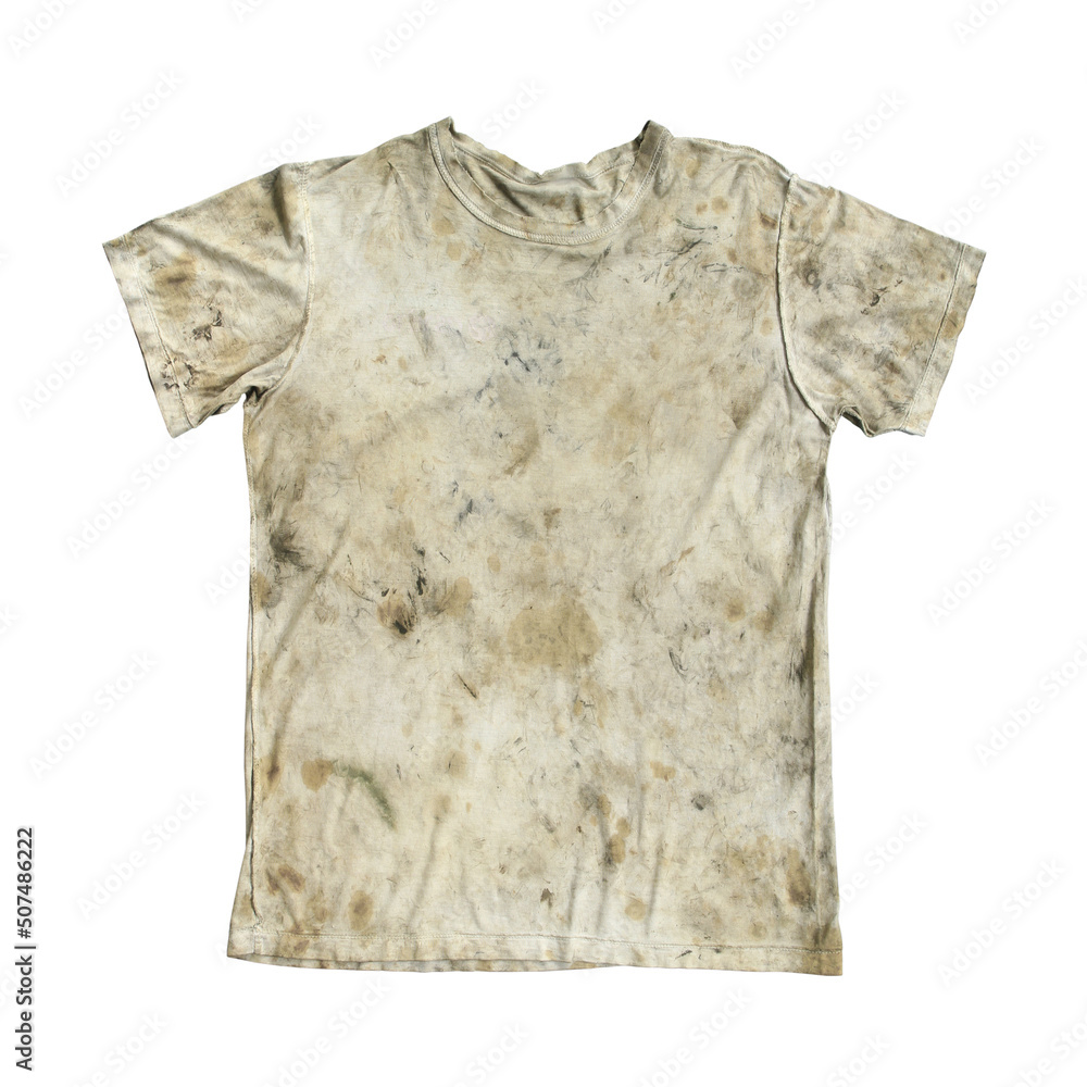 Old dirty t shirt (with clipping path) isolated on white background Stock  Photo | Adobe Stock