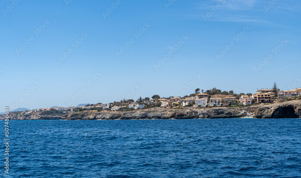 mediterranean sea with view of the cliffs near porto christo novo