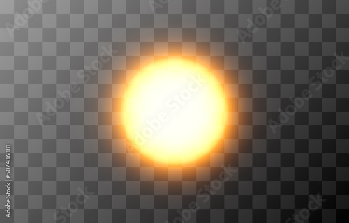 Vector sun png. Sun, dawn, summer, good weather. Bright sun on an isolated transparent background. PNG.